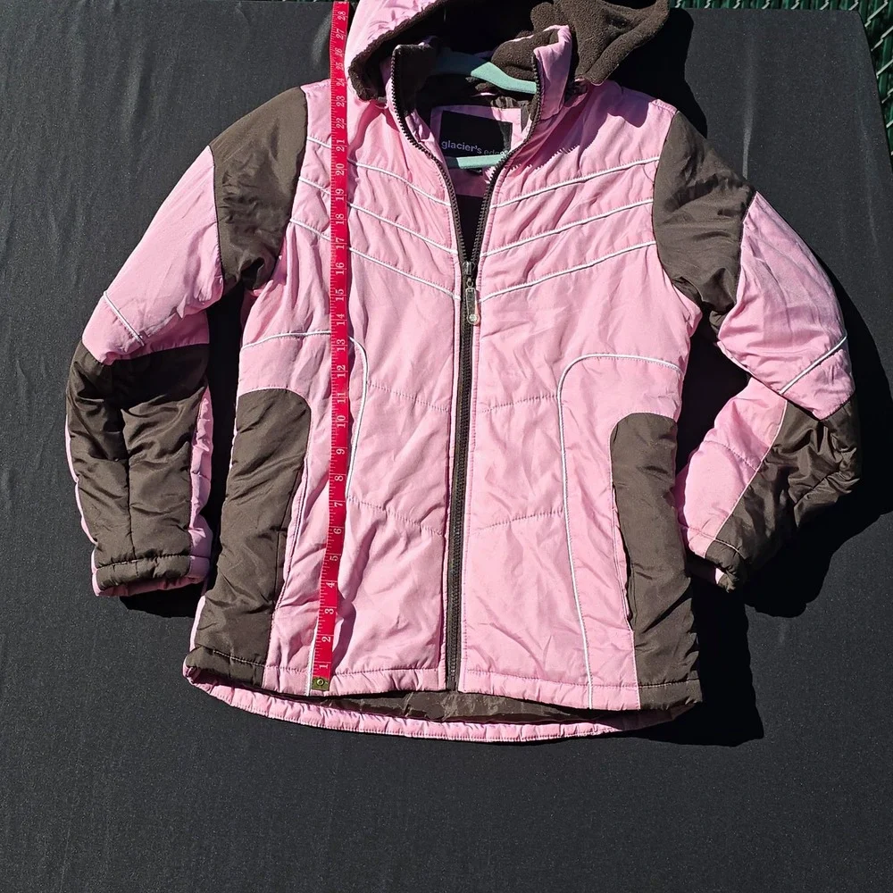 Glacier's Edge Girls Size 14 Pink Brown Hooded Insulated Winter Ski Jacket
